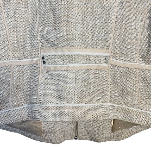 WHBM Tweed Moto Jacket Blazer Womens 6 Beige Zipper Preppy Career Office Neutral - Picture 6 of 8